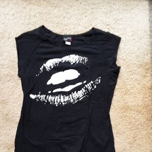 RockSteady Black Tee with White Lip Graphic